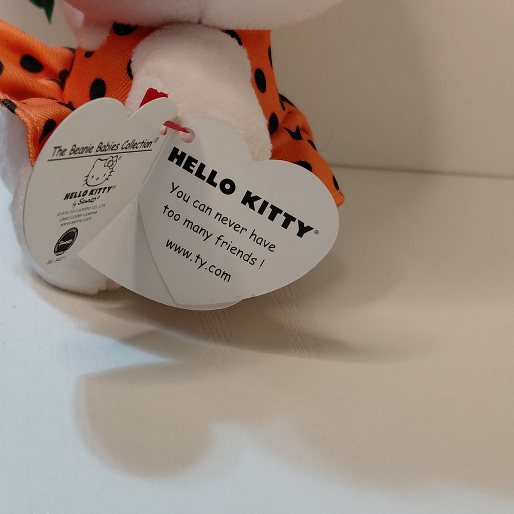 Ty Hello Kitty Plush Orange Polka Dress, Metallic Bow by Beanie Babies Company - Picture 8 of 13